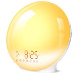 Wake Up Light, Sunrise Alarm Clock/Night Light Colored Sunrise Simulation & Sleep Aid Feature, Dual Alarm Clock settable with FM Radio, 7 Natural Sound and Snooze Functions for Baby Kids