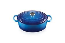 Le Creuset Signature Enamelled Cast Iron Oval Casserole Dish With Lid, 27 cm, 4.1 Litre, Azure, 21178272202430