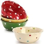 AVLA 4 Pack Porcelain Small Bowls, 9 Oz Dessert Bowls for Appetizer, Salad, Fruit, Snacks, Ice Cream, Side Dishes, Microwave and Dishwasher Safe (Polka Dot, Assorted Color)