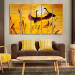 VIBECRAFTS Cranes Flying 5 Pieces Canvas Wall Painting For Home | Office | Living Room | Gift (PTVC5Pcs4_8509)