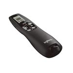 Logitech R700 Wireless Presentation Remote, 2.4 GHz with Nano USB-Receiver, Red Laser Pointer, Slideshow Buttons, 30-Meter Operating Range, LCD-Display for Time Tracking, 6 Buttons, for PC - Black