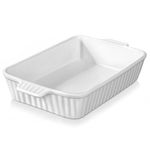 MALACASA Series Bake, 3020ML Ceramic Baking Dish Casserole Dish for Oven, Large Rectangular Bakeware,Porcelain Lasagna Pans with Handles White