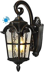 DEWENWILS Dusk to Dawn Outdoor Wall Light, Waterproof Exterior Light Fixture, Black Roman 17.7" H Wall Mount Sconce Porch Lights, Outside Wall Lantern for House, Garage, Patio, E26 Socket