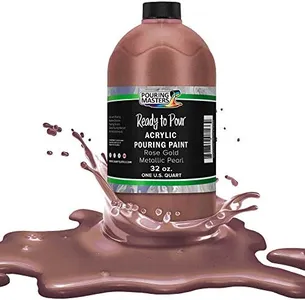 Pouring Masters Rose Gold Metallic Pearl Acrylic Ready to Pour Pouring Paint – Premium 32-Ounce Pre-Mixed Water-Based - For Canvas, Wood, Paper, Crafts, Tile, Rocks and more