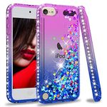 iPod Touch 7 Case, iPod Touch 6 Case, iPod Touch 5 Case for Girls, LeYi Glitter Liquid Clear Phone Case for Apple iPod Touch 7th/ 6th/ 5th Gen Purple/Blue