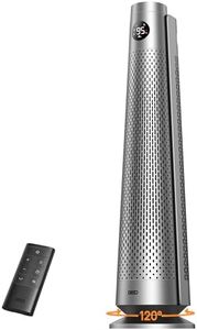DREO Space Heater with Adjustable Thermostat, 30", 120° Oscillation, 5 Heat & 3 Fan levels, 8 Safety Protections, 25dB Quiet, 1-12H Timer, Remote, Heaters for Indoor Use, Large Room, Bedroom, Grey