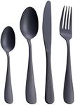 Matte Black Silverware Set, GoGeiLi 24-Piece Stainless Steel Satin Finish Flatware Cutlery Set, Service for 6, Dishwasher Safe