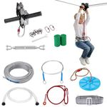 VEVOR Zipline Kit, 160 ft Zip Line Kits Up to 330 lb, Backyard Outdoor Quick Setup Zipline, Playground Entertainment with Stainless Steel Zipline, Spring Brake (Note: for Teens Only. Not for Adults)