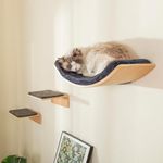 LIORCE Cat Wall Shelf with Two Steps - Curved Cat Shelves and Perches for Wall (Large Size) - Wall Mounted Cat Furniture for Sleeping, Playing, Climbing, and Lounging