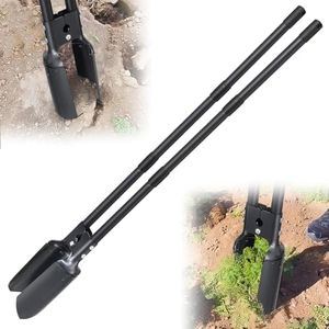 Post Hole Digger Tool, Heavy Duty Post Hole Digger with 55 Inch Handle, Dual Sharp Blades for Soil Plugging, Digging, Cultivating, Weeding, Manual Post Hole Digging Tool Garden Shovel