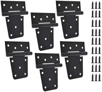 TamBee 3.5 inch Black Door Hinges Shed Hinges Square Barn Hinges Heavy Duty Gate Hinges T Hinges Barn Storage Shed Gate Black Finish with Screws (Pack of 6)