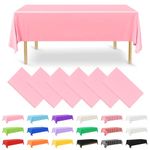 NACHLYNN 6 Pack Disposable Plastic Tablecloths 54 x 108 Inch Pink Rectangle Table Cover for Holiday Party Engagement Weddings Baptism Birthday Decoration