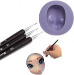 Cake paintbrushes 3pcs set Anyana + doll face molds Cake Decorating Brush Food Paint pens Icing Cupcake Sugarcraft Cake Tool princess doll Face head Fondant Mold Silicone Mould Candy sugarcraft