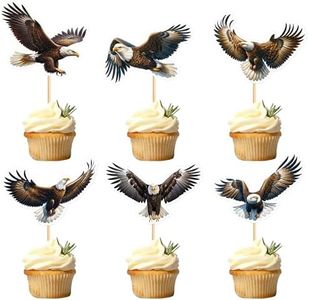 Blumomon Pack of 30 Eagle Cupcake Toppers Jungle Safari Animals Cake Decoration Animals Figure Cake Topper Picks for Baby Shower Children's Birthday Party Supplies