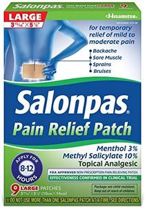 Salonpas Pain Relieving Menthol and Methyl Salicylate Patch - Large - 9 Count - for Back, Neck, Shoulder, Knee Pain and Muscle Soreness - 12 Hour Pain Relief