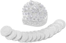 TINGKU Catholic Wedding Spanish Silver coins, Centros de mesa para bodas,Recuerdos para boda with Diamond heart shaped box,Recuerdos de boda with love box