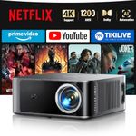 【NetfIix Officially & 36W DoIby Audio】Projector, 1200ANSI Smart Projectors FHD 1080P 4K Supported Auto Focus & Keystone, Two-Way Bluetooth WiFi 6, Built-in Apps, Home Cinema Projectors for Bedroom