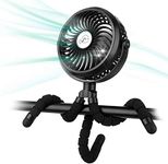 Winique Stroller Fan,2600mAh Battery Powered Car Seats Clip-on Fan Ultra Quiet 3 Speed 360° Rotatable Personal USB Desk Fan with LED Lights for Car/Stroller/Bike/Camping/BBQ/Gym