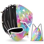 FIODAY Kids Baseball Glove Unicorn Softball Glove for Girls Baseball Mitts with Drawstring Bag Tee Ball Glove for Training and Beginner Play, 8.5 Inch Left Hand Glove Right Hand Throw