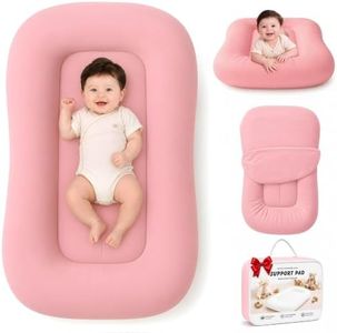 Mapotf Baby Lounger for Newborns 0-24 Months, Soft Breathable Cotton Infant Support Cushion for Tummy Time & Play, Portable Infant Lounger, Baby Essentials - Dusty Rose (Cover Included)