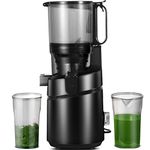 AMZCHEF Juicer Machine, 5.8" Extra Self-Feeding Cold Press Juicer for Whole Vegetable & Fruit, Masticating Juicer with Large Auger & Triple Strainers, Easy to Clean, High Juice Yield, Black