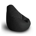 ink craft Faux Leather Classic Solid Bean Bag Chair Cover for Bedroom/Livingroom/Garden Lounger Kids, Adults, Gaming Bean Bag Cover Without Beans (Black, 2XL)