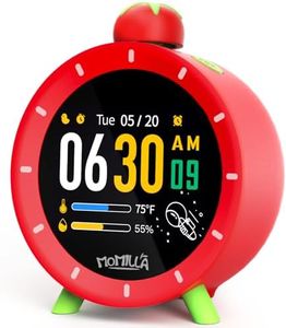 MOMILLA Alarm Clock with Colorful LCD Display, 4 Loud Alarm Clocks for Heavy Sleepers, Visual Timer with White Noise, Cute Small Beside Digital Clock, Gifts for Kids Girls Adults, Bedrooms Kitchen