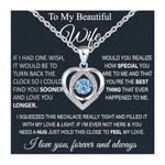 Valentine's gifts Wife Necklace From Husband To My Wife Necklace Soulmate Necklace For Women Future Wife Jewelry Birthday Gifts For Girlfriend Message Card (520-Heart 03B-Wife Wooden LED Box)