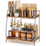 ANBOXIT Coffee Station Organizer for Countertop, Coffee Bar Accessories and Organizer, Wooden Kitchen Counter Shelf, 2 Tier Coffee Condiment Storage, Coffee Caddy for Kitchen, Home, Office - Brown