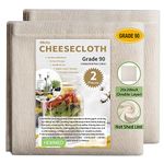 Olicity Cheesecloth, Grade 90, 20x20Inch, Double-Layer 100% Unbleached Pure Cotton Muslin Cloth for Straining, Reusable Hemmed Cheese Cloths Filter for Cooking, Nut Milk Strain - 2 Pieces