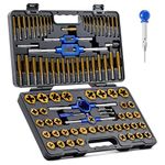 Orion Motor Tech 86pc Tap and Die Set in SAE and Metric, Titanium Coated Steel Tap Set and Die Tool Set for Homeowners Mechanics and Craftsmen Metric and Standard Internal and External Threading