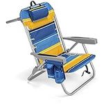 Homevative Folding Backpack Beach Chair with 5 Positions, Towel bar, Cooler Pouch, Storage Pouch, Cup Holder and Phone Holder