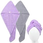 SHOWFULL 2 Pack Hair Towel Wrap for Women, Quick Dry Soft Microfiber Hair Drying Towel Bathing Hair Cap Absorbent Hair Turban for Drying Curly,Thick &Long Hair(Multicolor)