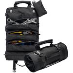 Fsiomo Tool Roll, Heavy Duty Tools Organizer,roll up tool bag with 6 Zipper Pouches (Black)