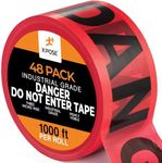 48pk Danger Do Not Enter Tape Roll - 48 Rolls - 1000 Ft x 3 Inch Wide Each - Red Safety Tape for High Visibility Warning, Flagging Construction Hazard, Crime Scene Barrier, Danger Zone by Xpose Safety