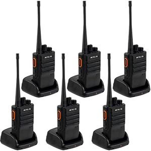 Retevis RB646 Imperméable Radios Bidirectionnelles, Talkie Walkie Longue Portée, PMR446 Alerte d'urgence, Portable Mini Radios Bidirectionnelles pour Commercial(Noir, 6Pcs)