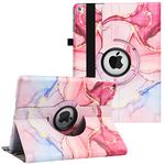 iPad 10.2" 9th Generation Case 2021/ 8th Generation 2020 / 7th Gen 2019-360 Degree Rotating Multi-Angle Viewing Folio Stand Cases with Auto Wake/Sleep (Pink Marble)