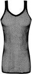 Mens String MESH Vest Fishnet Cotton Gym Muscle Training Tank Rasta Tops Shirt[Black,XL]