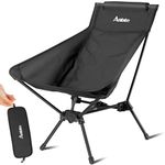 Anbte Lightweight Camping Chair, Aluminum Ultralight Camping Chair Wider Design with Carry Bag, Folding Camping Chair for Adult, for Outdoor Camp, Hiking, Travel, Beach, Picnic (Black)