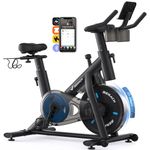 MERACH Exercise Bike, Brake Pad/Magnetic Stationary Bike with Exclusive App, Low Noise Indoor Cycling Bike with 270lbs Weight Capacity, Dumbbell Rack and Free Fitness Courses