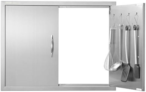 VEVOR BBQ Access Door, 787x609 mm Double Outdoor Kitchen Door, Stainless Steel Flush Mount Door, Double Wall Vertical Door with Handles and Hooks, for BBQ Island, Grilling Station, Outside Cabinet