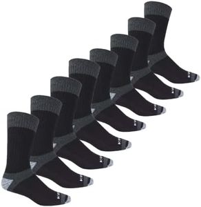 Kodiak Men's Work Cotton Crew Black 8 Pair Pack