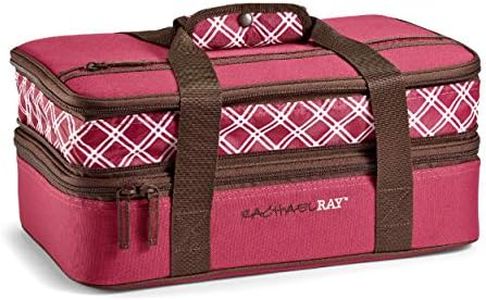 Rachael Ray Expandable Insulated Casserole Carrier for Hot or Cold Food, Thermal Lasanga Lugger Tote for Pockluck, Parties, Picnic, and Cookouts, Fits 9" x 13" Baking Dish, Burgundy