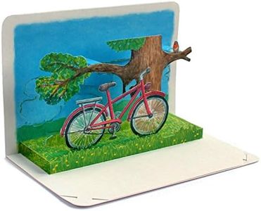 Tarjeta plegable en 3D con diseño de bicicleta y árbol