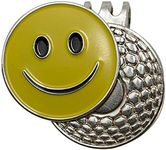 Da Vinci Magnetic Golf Hat Clip with 1 Inch Embossed Metal Golf Ball Marker (Smiley Face)