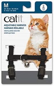 Catit Nylon Adjustable Cat Harness, Medium, Black
