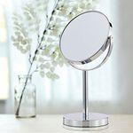 Cerdeco Two-Sided Makeup Mirror with 5X Magnification Vanity Mirror Tabletop Mirror (Chrome, 6 inch)