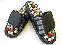 Wrixty Yoga Paduka Manual Acupressure Foot Relaxer Foot Massager Slipper Spring Acupressure Magnetic Therapy Sandals Rotating Acupressure Foot Slippers for Men & Women (Black)