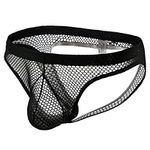 Swbreety Men's Mesh Jockstrap Low Rise See Through Athletic Supporter Underwear Black