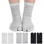 Geyoga 6 Pairs Flip Flop Unisex Socks Tabi Split Toe Socks Toe Socks for Men Boys Women, Black, White, Gray, 3-5